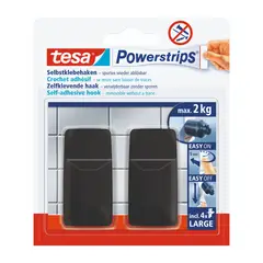 TESA - Gancho Adhesivo Removible Rectangular Size L Negro X2 Unds