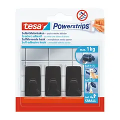 TESA - Gancho Adhesivo Removible Rectangular Size S Negro X3 Unds