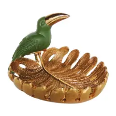 HOME COLLECTION - Bandeja Tucán Poliresina 21x12.8 cm Verde y Oro Etiopia