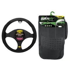 SIMONIZ - Tapete Quick Fit Ngo 3Pz Y Cubre timón Negro Gr