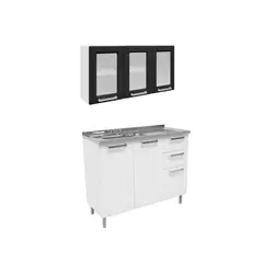 BERTOLINI - Cocina Integral En Acero 105Cm Incluye Lavaplatos Izq Blanco