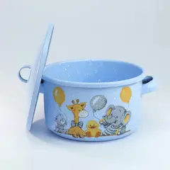 MACUIRA - Olla en Acero con Tapa 11cm 2.5 Litros Peltre Fiesta Baby Azul