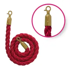GENERICO - Cinta Trenzada para Separador de Fila Roja Con Gancho Dorado - Diseño Elegante