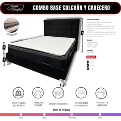 ESTILO Y CONFORT - Combo Basecama+ Cabecero + Colchón Ortopédico Confort 140x190