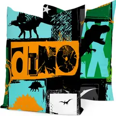 BELLAHOGAR - Kit 2 Cojines Sublimados Con Cierre 45x45 Dino Bulgaria Nb