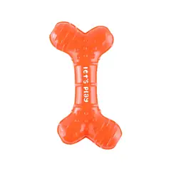 ENERGY PLUS - Juguete Para Perro Mordedor Dental Hueso Goma Med Naranja