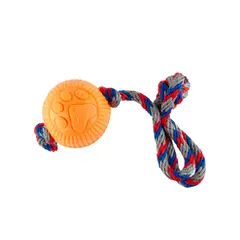 ENERGY PLUS - Juguete Para Perro Pelota y Cuerda Med Naranja