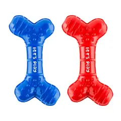 ENERGY PLUS - 2 Juguetes Para Perro Mordedor Dental Hueso Goma Medianos Azul