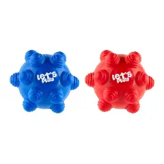 ENERGY PLUS - Kit X2 Pelotas Macizas En Goma Rebote Único Perros Azul Rojo