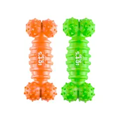 ENERGY PLUS - 2 Huesos Para Perro De Goma Antisarro Mediano Naranja Verde