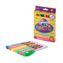 SPEKTRA - Plumón Light Pen Caja x 6 Colores+ Luz Uv