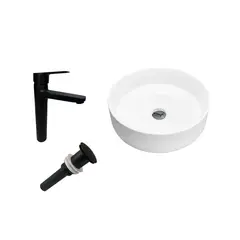 INKORPORAR - Kit Lavamanos Sobreponer Tomine+Grifería Mezclador Nott Ng+Desague Negro