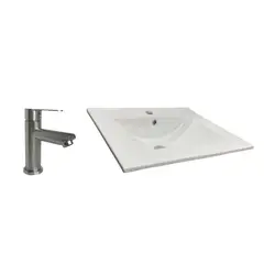 INKORPORAR - Kit Lavamanos Incrustar Farzi 50X46+Grifería Mezclador Acero Inoxiable