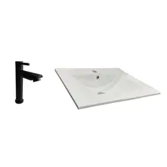 INKORPORAR - Kit Lavamanos incrustar Farzi 60x46+griferia agua fria negro