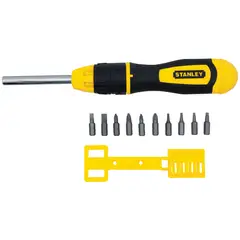 STANLEY - Destornillador Tipo Ratchet + 10 Puntas