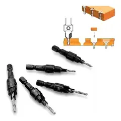 UYUSTOOLS - Juego de Brocas 4 Piezas Avellanador # 6-8-10-12