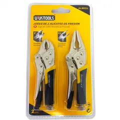 UYUSTOOLS - Juego Alicates de Presión Hombresolo 2 Piezas Mango PVC hasta 4.5"
