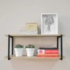 JUST HOME COLLECTION - Repisa Two Floor 17.5x23.5x60cm Madera Natural