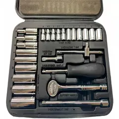UYUSTOOLS - Juego de Copas Cortas y Largas Rachet Cuadrante 1/4" 4-13 mm