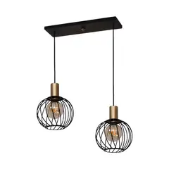 ILUMECO - Lampara Colgante Rusi E27 2 Luces Negro