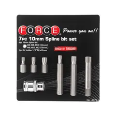 FORCE - Juego de Puntas Pluridentadas 7 Piezas XZN 6-10MM, M6-M12/ + Adaptador Puntas Cuadrante 1/2"