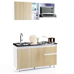 BERTOLINI - Cocina Integral Mdp 150Cm Incluye Lavaplatos Derecho 4 Fogones Rovere