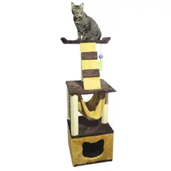 MAOS PETS - Gimnasio Rascador Para Gatos 40x40x125cm Mediano Café