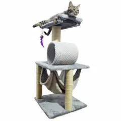 MAOS PETS - Gimnasio Rascador Para Gatos Mediano Gris 40X40X90Cm