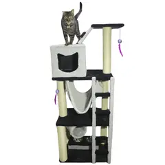 MAOS PETS - Gimnasio Rascador Para Gatos 60x40x160cm Mediano Negro