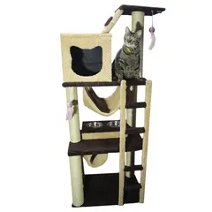 MAOS PETS - Gimnasio Rascador Para Gatos Mediano Café 60x40x160cm