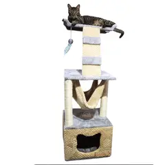 MAOS PETS - Gimnasio Rascador Para Gatos 40X40X125Cm Mediano Gris
