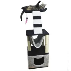MAOS PETS - Gimnasio Rascador Para Gatos 40X40X125Cm Mediano Negro