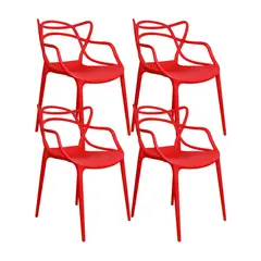 OR DESIGN - Kit x4 Silla Solna Tipo Master Jardín - Rojo