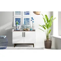 POLCOL - Aparador Blanco con Gabinete de Dos Puertas