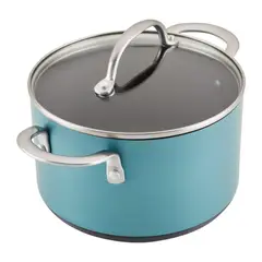 ANOLON - Olla 20Cm 3.8L Tapa Vidrio Antiadherente Anodizadoduro Azul