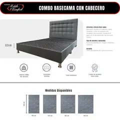 ESTILO Y CONFORT - Basecama con Cabecero Gris 160x190