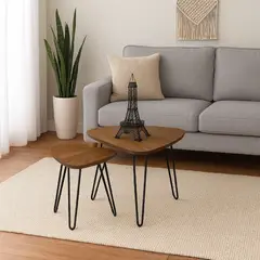 DKO DESIGN SAS - Set x2 mesas de centro triagular shine 40x60x40 amaretto