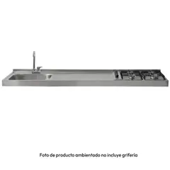 CHALLENGER - Mesón 4 Puestos Acero Inoxidable 180x 50.3Cm Poceta Izquierda
