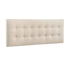BANZAY - Cabecero Tapizado Base Cama Doble Cuadros Beige