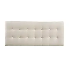 BANZAY - Cabecero Tapizado Base Cama Queen Cuadros Beige