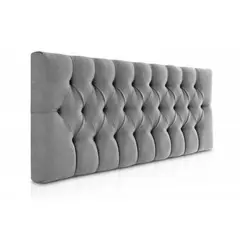 BANZAY - Cabecero Tela Base Cama Doble Rombos Gris