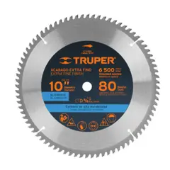 TRUPER - Sierra Circular de Carburo Tungsteno de 10 Pulgadas X 80 Dientes SICI-10-80