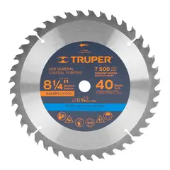TRUPER - Sierra Circular de Carburo Tungsteno de 8-1/4 Pulgadas X 40 Dientes SICI-8-1/4-40