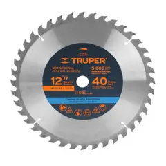 TRUPER - Sierra Circular de Carburo Tungsteno de 12 Pulgadas X 40 Dientes SICI-12-40