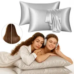 GENERICO - Funda Almohada Satín Fino Anti Frizz y Cuidado de La Piel 2 Unidades