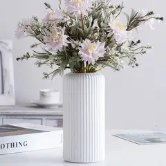 GENERICO - Florero Jarrón Minimalista Decorativo Cilíndrico Blanco