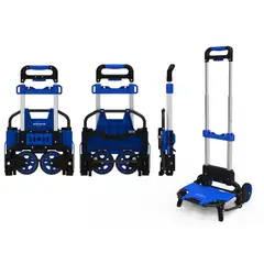 SHUNHE - Carro Carga Plegable Azul Robusto 44x38x100cms 60kgs + Accesorios