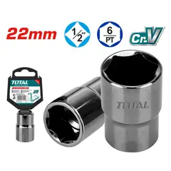TOTAL TOOLS - Copa Hexagonal Niquelado Negro 1/2 Pulgada 22 mm