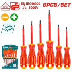 TOTAL TOOLS - Juego de Destornilladores Aislados 6 Piezas Sl y Ph 1000V Thtis566