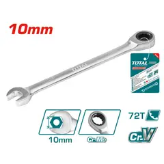 TOTAL TOOLS - Llave Combinada con Ratchet Cromada 10 mm Tcspar101